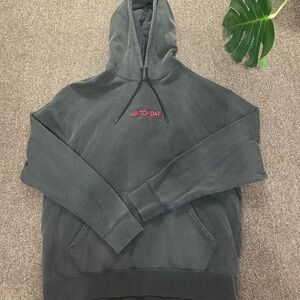 Jordan Men's Dark Gray Hoodie with Pink Logo